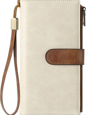 Stylish RFID Blocking Women's Wallet - Soft Leather Wristlet, Large Capacity, 5